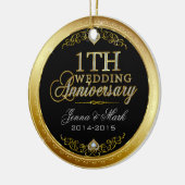 1周年記念結婚金ゴールドとダイヤモンド セラミックオーナメント (左)