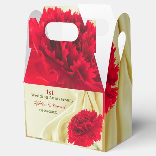 1周年記念結婚金ゴールド背景カーネーション フェイバーボックス