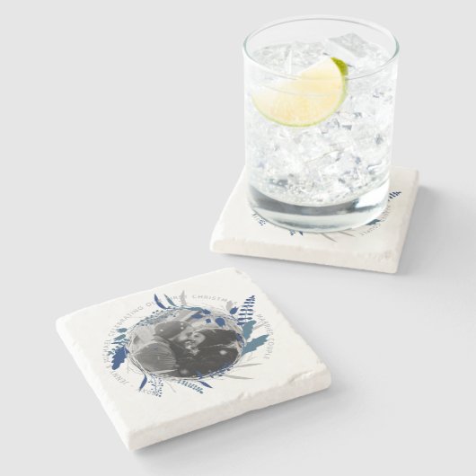 1周年記念結婚PHOTOギフト10ドル未満 ストーンコースター (横)