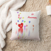1周年記念赤いハートとバルーン クッション (ブランケット)