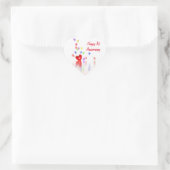 1周年記念赤いハートとバルーン ハートシール (バッグ)