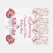 1周年記念2羽の白鳥が掃くハート翼を愛する フリースブランケット (正面(横))