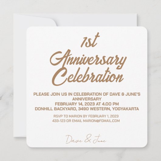 1周年記念 招待状 (裏面)