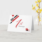 1周年 (オシャレな鳥たち) カード (黄色い花)