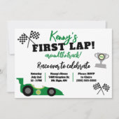 1周目ののまわりにトラック、子供の誕生日パーティー 招待状 (正面)