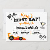 1周目ののまわりにトラック、子供の誕生日パーティー 招待状 (正面)