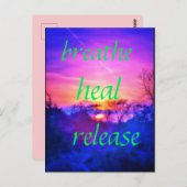 1呼吸ヒールのピンク色の夕焼きポストカード ポストカード (正面/裏面)