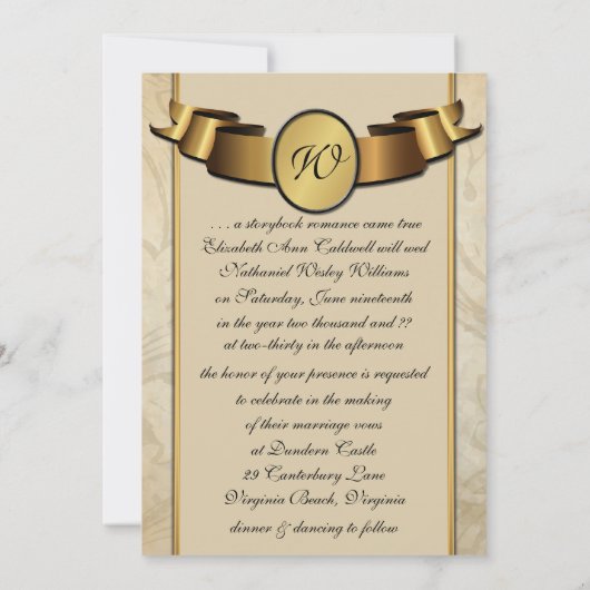 1回のモノグラムでファンタジー結婚の招待 招待状 (裏面)