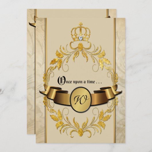 1回のモノグラムでファンタジー結婚の招待 招待状 (正面/裏面)