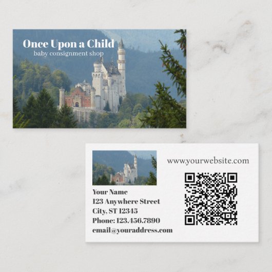 1回の子供のベビーブティックQRコード 名刺 (正面/裏面)