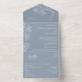 1回の結婚式でボタニカルラインアート オールインワン招待状 (内側)