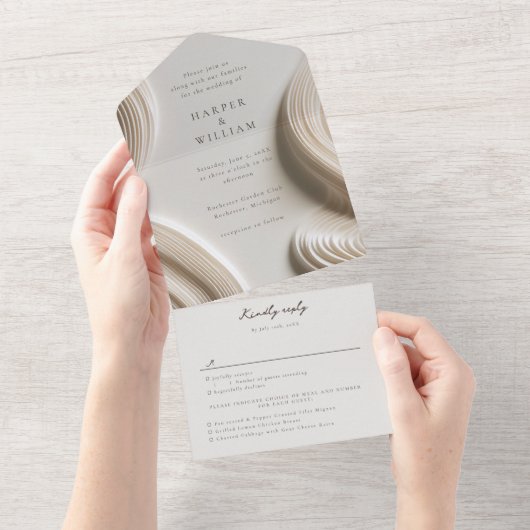 1回の結婚式の招待でスカルプトされたフロー オールインワン招待状 (貼ってはがせる)