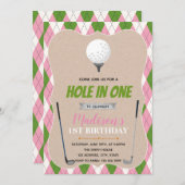 1回の誕生日パーティーの招待にゴルフホールを使う 招待状 (正面/裏面)