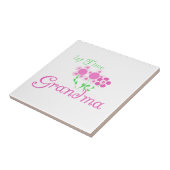 1回目のおばあちゃんピンクの花の贈り物 タイル (側面)