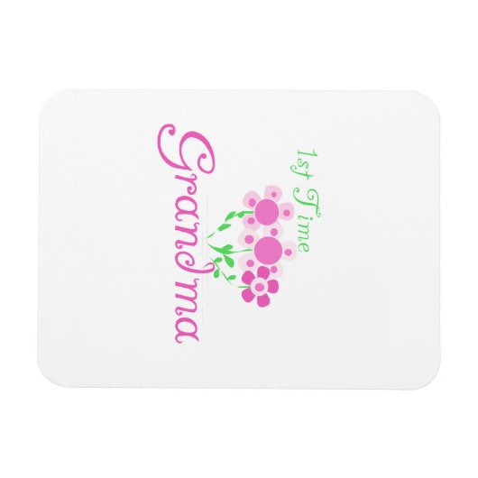 1回目のおばあちゃんピンクの花の贈り物 マグネット (横)