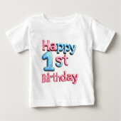 1回目のお誕生日おめでとう – 1回目のお誕生日おめでとう ベビーTシャツ (正面)