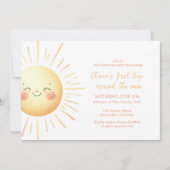 1回目ののまわりに日帰りかわいい1回目の誕生日パーティー 招待状 (正面)