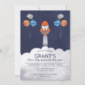 1回目ののまわりに日帰り宇宙1回目の誕生日 招待状 (正面)