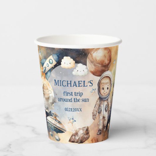 1回目ののまわりに日帰り宇宙1回目の誕生日 紙コップ (裏面)