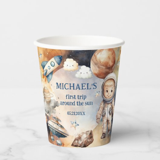1回目ののまわりに日帰り宇宙1回目の誕生日 紙コップ (正面)