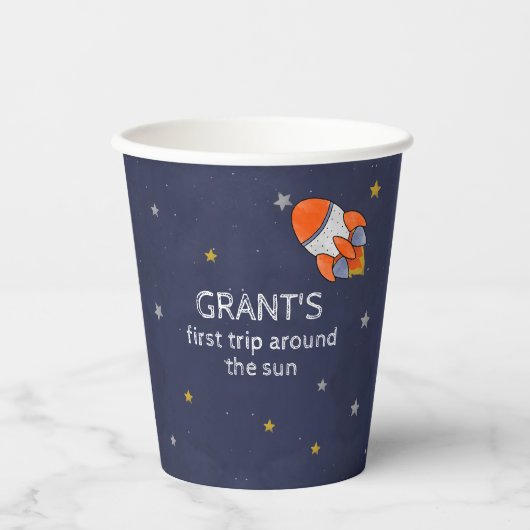 1回目ののまわりに日帰り宇宙1回目の誕生日 紙コップ (正面)