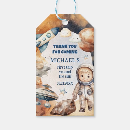 1回目ののまわりに日帰り銀河系1回目の誕生日 ギフトタグ (正面)