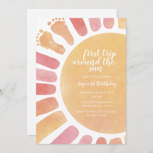 1回目ののまわりに日帰り1回目の招待状 招待状 (正面/裏面)