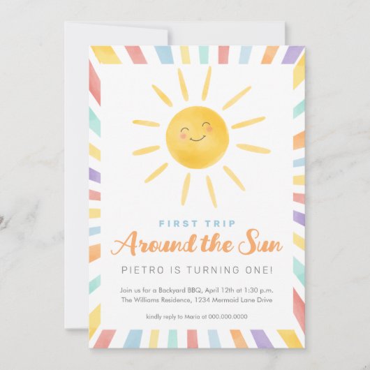 1回目ののまわりに日帰り1回目の招待状 招待状 (正面)