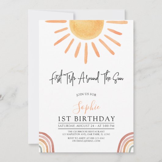 1回目ののまわりに日帰り1回目の招待状 招待状 (正面)