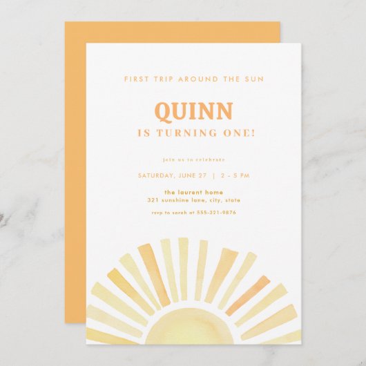 1回目ののまわりに日帰り1回目の招待状 招待状 (正面/裏面)