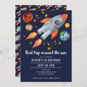 1回目ののまわりに日帰り1回目の誕生日パーティー 招待状 (正面/裏面)