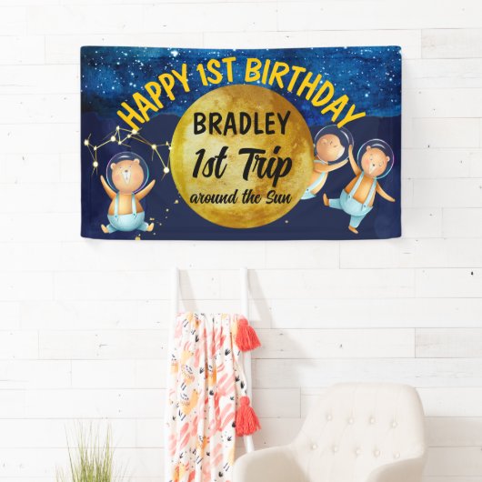 1回目ののまわりに日帰り1回目の誕生日パーティー 横断幕 (インサイチュ)