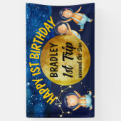 1回目ののまわりに日帰り1回目の誕生日パーティー 横断幕 (縦)