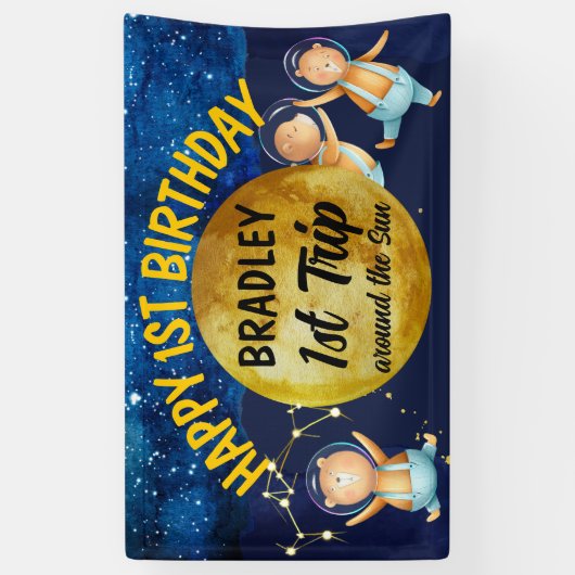 1回目ののまわりに日帰り1回目の誕生日パーティー 横断幕 (縦)