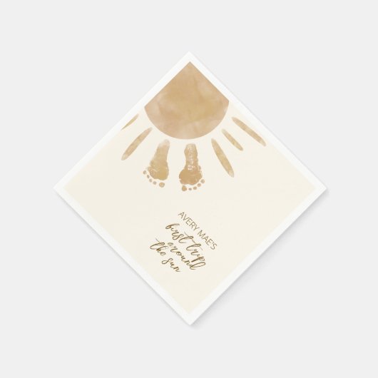 1回目ののまわりに日帰り1回目の誕生日ボホ スタンダードカクテルナプキン (角)