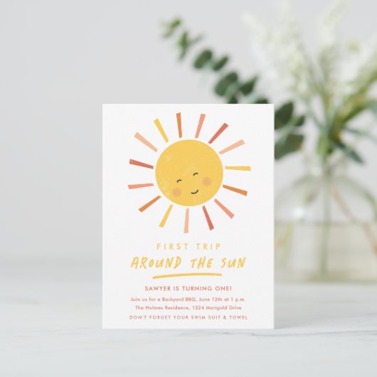 1回目ののまわりに日帰り1回目の誕生日招待状 ポストカード (スタンド正面)