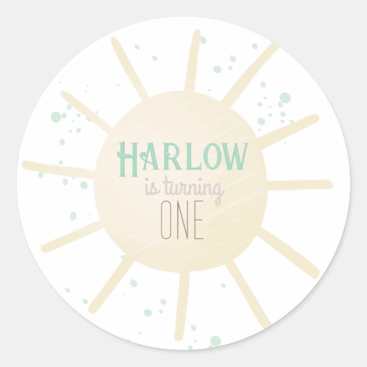 1回目ののまわりに日帰り1回目の誕生日 ラウンドシール (正面)