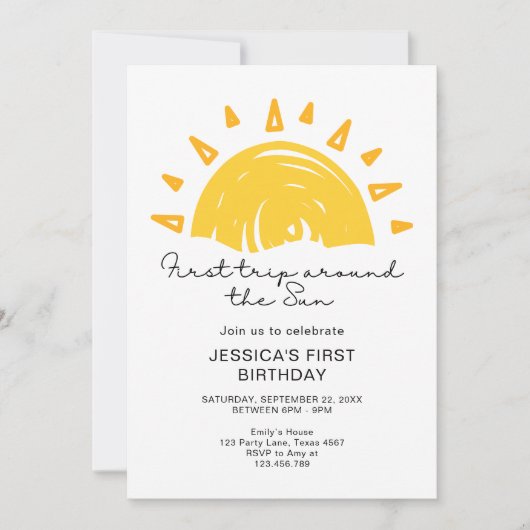 1回目ののまわりに日帰り1回目の誕生日 招待状 (正面)