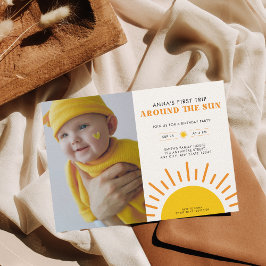 1回目のまわりにの日帰り1回目の誕生日フォト 招待状