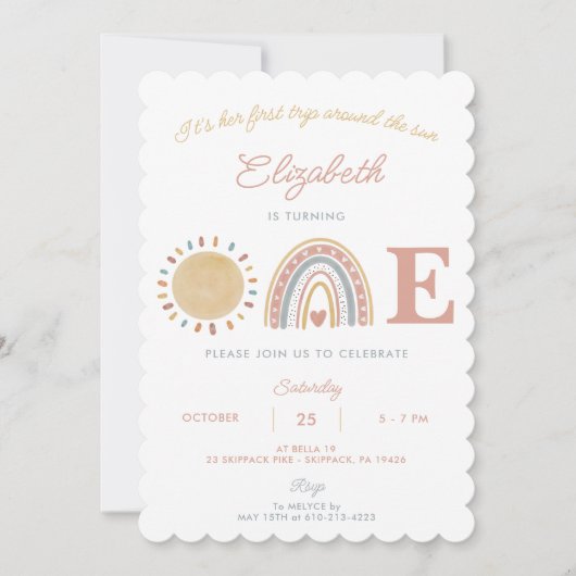 1回目のまわりにの日房保1回目の誕生日 招待状 (正面)