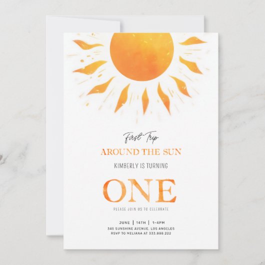 1回目のまわりにの日房日日誕生日 招待状 (正面)