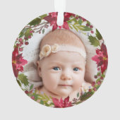 1回目のクリスマスの祖父母写真水彩フローラ オーナメント (裏面)