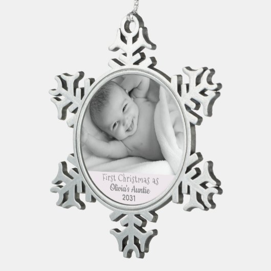 1回目のクリスマスは叔母として姪から スノーフレークピューターオーナメント (右)