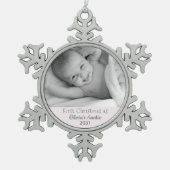 1回目のクリスマスは叔母として姪から スノーフレークピューターオーナメント (正面)