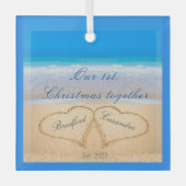 1回目のクリスマス |砂のハート ガラスオーナメント (正面)