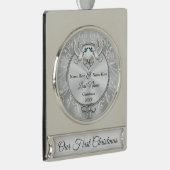 1回目のパーソナライズされたクリスマスを一緒にモノグラム シルバープレートバナーオーナメント (右)