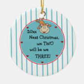 1回目のベビーを期待して男の子のクリスマス セラミックオーナメント (正面)