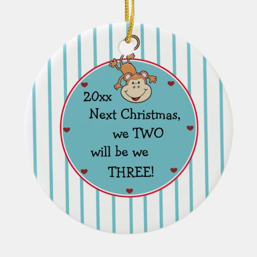 1回目のベビーを期待して男の子のクリスマス セラミックオーナメント (正面)