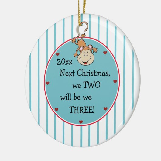 1回目のベビーを期待して男の子のクリスマス セラミックオーナメント (左)