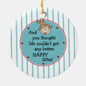 1回目のベビーを期待して男の子のクリスマス セラミックオーナメント (裏面)